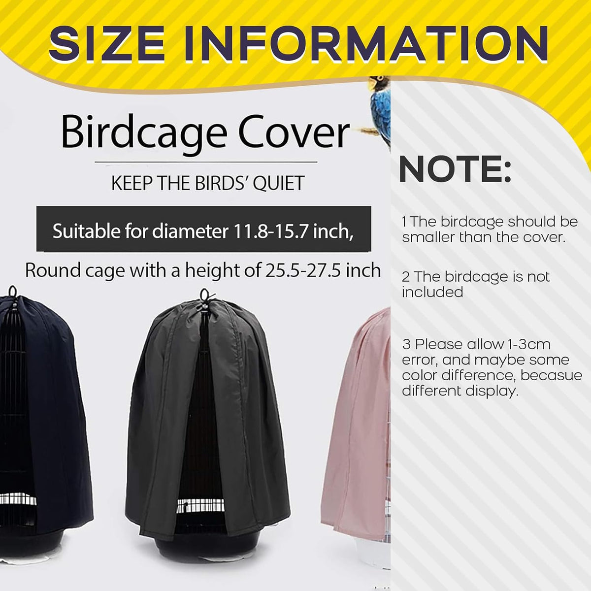 QBLEEV Round Parrot Birdcage Cover, Pet Universal Blackout Cage Cover Shade