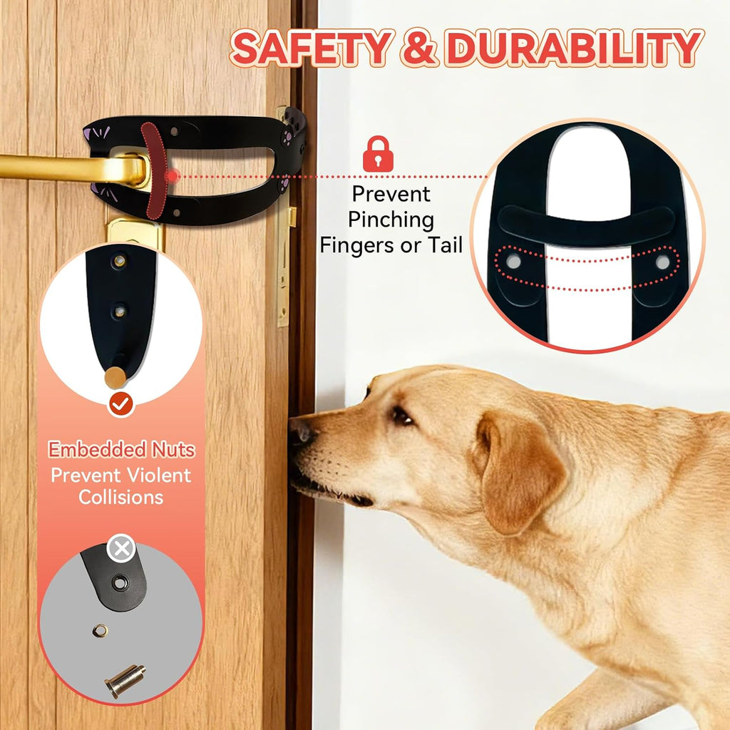 TGIOW Cat Door Latch with Stabilizer, Keep Door Open 2.5-6.5", 4Pcs, Black