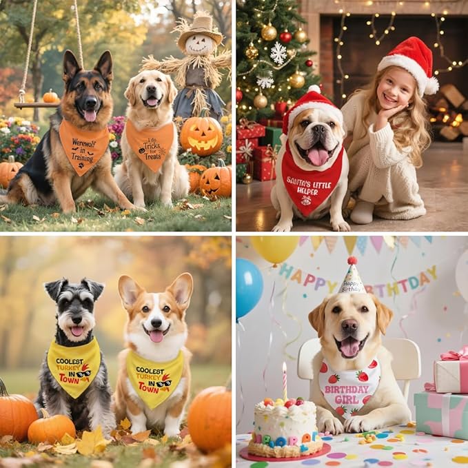 Birthday Girl White Dog Bandana, Cute Pet Scarf - Image 6