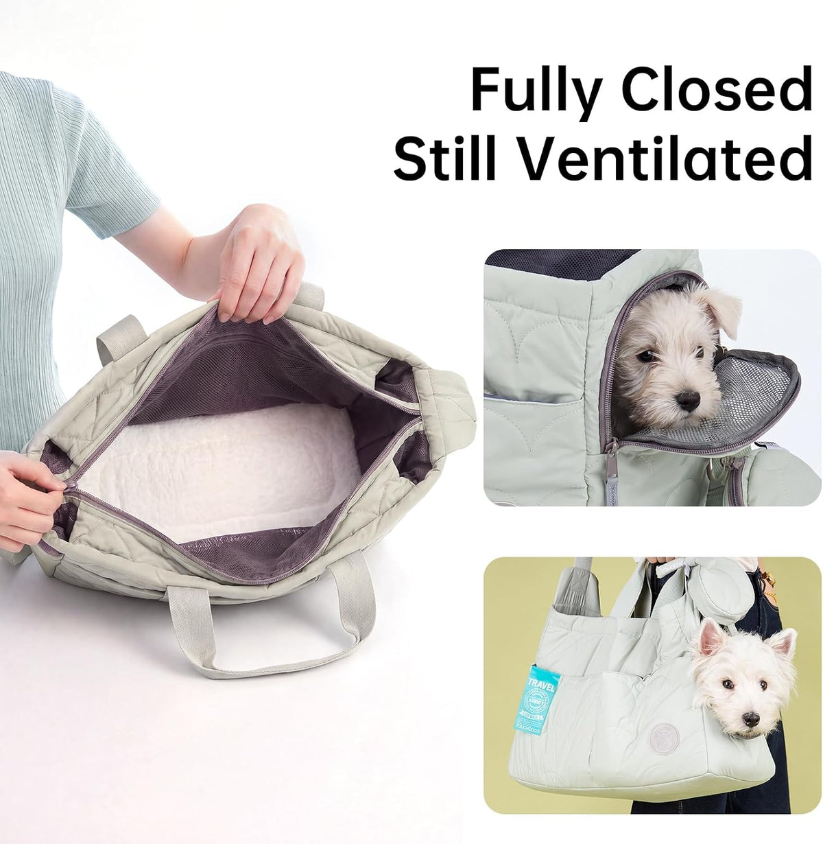 Macaron Cloud Pet Carrier Bag for Small Dogs and Cats, Lightweight&Soft Puppy Carrier with Large Pocket, Breathable Pet Travel Carrier，ups to 14lbs (Pea Green)