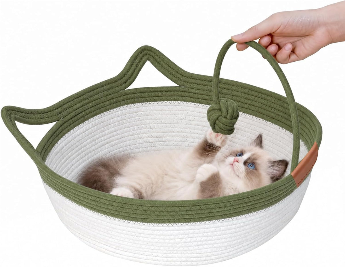 Instinct Basket for Cats, Minimal Creases Cat Bed, Brown, Large