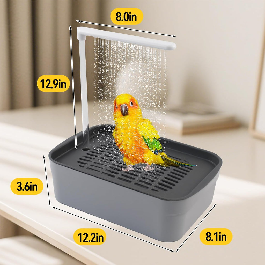 Automatic Parakeet Bath,Parrot Shower Fountain with USB Power Plug Indoor Bird Bath Circulating Water Electric Pet Bird Shower Pump for Cockatiel Lovebird Conure Budgie