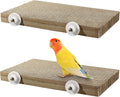 2 Pack Parrot Perch Bird Chew Toys, Large Cardboard Parakeet Cage Stand Playground, Conure Platform Cockatiel Shredding Grinding Cage Accessories for Budgie Cockatoo, 12.2 x 7.7 x 1.2in