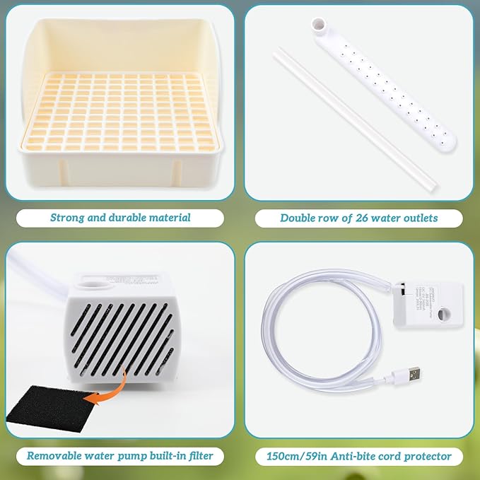 Automatic Bird Bath with Pump, Parrot Bathtub with Anti-Bite Cord Protector - Image 4