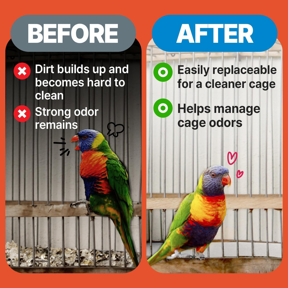 T TORTO9 Bird Cage Liner - 120 Paper Sheets - Ideal for Pet Habitats, Bulk Pack for Long-Lasting Use, Newsprint Texture, Convenient Parcel Packaging - Kraft 11 x 17 Inch