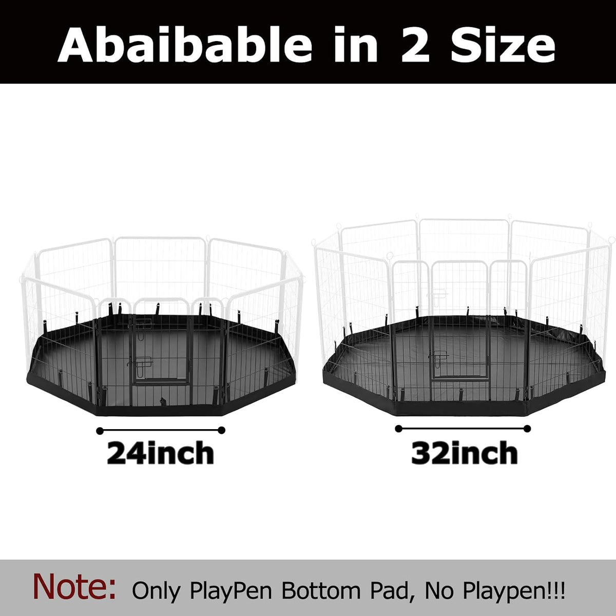 PJYuCien Octagon Playpen Bottom Pad for 24'' Width 8 Panel Pen, Black