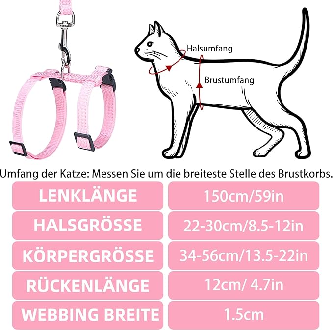 PUPTECK Adjustable Cat Harness and Leash Set Escape Proof Kitten Strap Collar - Image 2