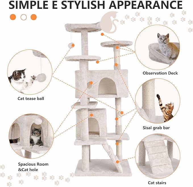 Cat Tree for Indoor Cats, Space Saving Cat Activity Center, Durable Pet Play - Image 3