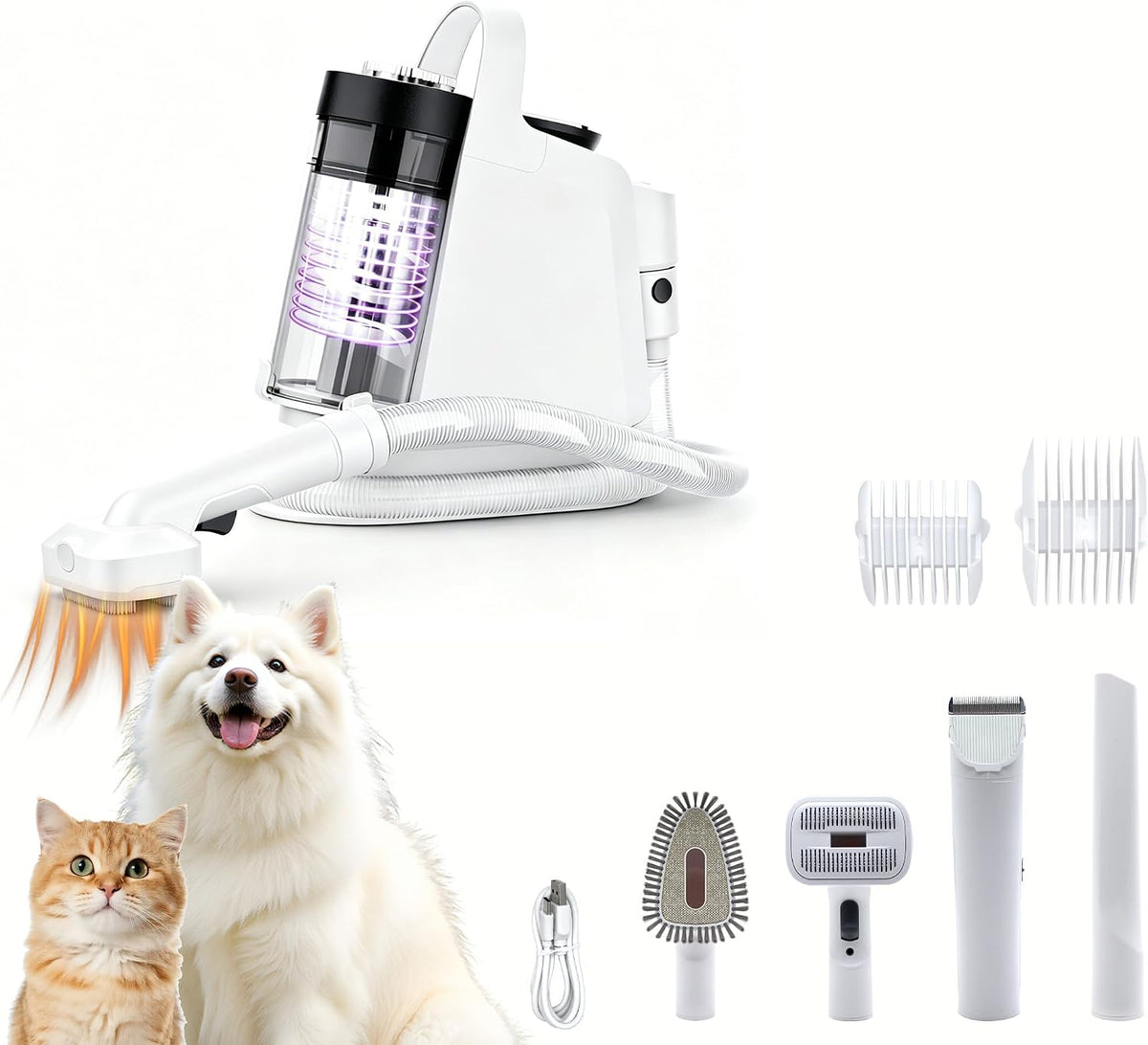 ZYK Dog Grooming Vacuum, All-in-One Professional Pet Grooming Kit (White)