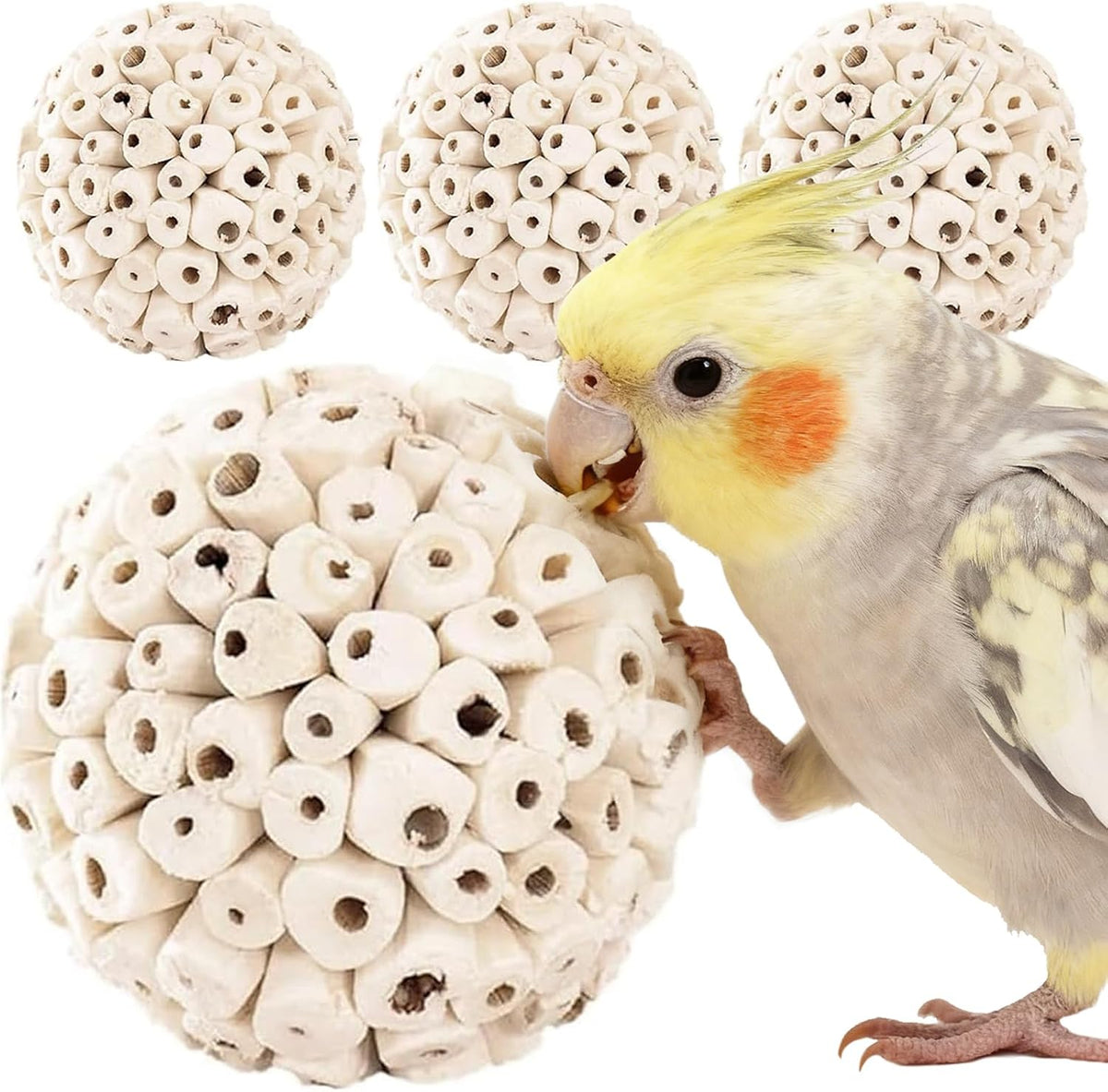 Bird Toys Sola Balls 2.36'' - 6PCS, Bird Foraging Toy, Soft Sola Atta Ball, Parrot Chew Shred Toy for Sharpening Claws and Beaks for Cockatiel, Parakeets, Conure, Love Birds, Budgie and Small Birds