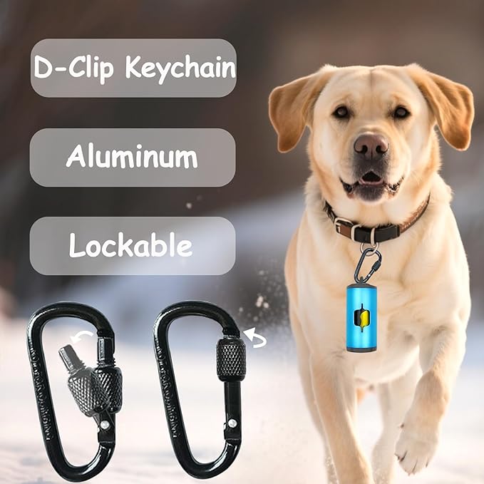 Metal Dog Poop Bag Holder 2-Pack w/Leash Clip|Durable Scratch-Resistant - Image 3