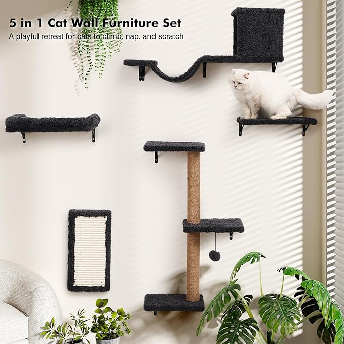 5-in-1 Cat Wall Shelves, Perch & Lounge - Image 9