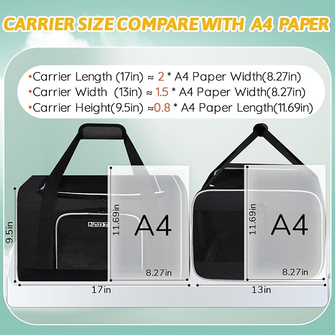 Petskd Pet Carrier 17x13x9.5 Southwest Airline Approved, Pet Travel Carrier Bag - Image 3