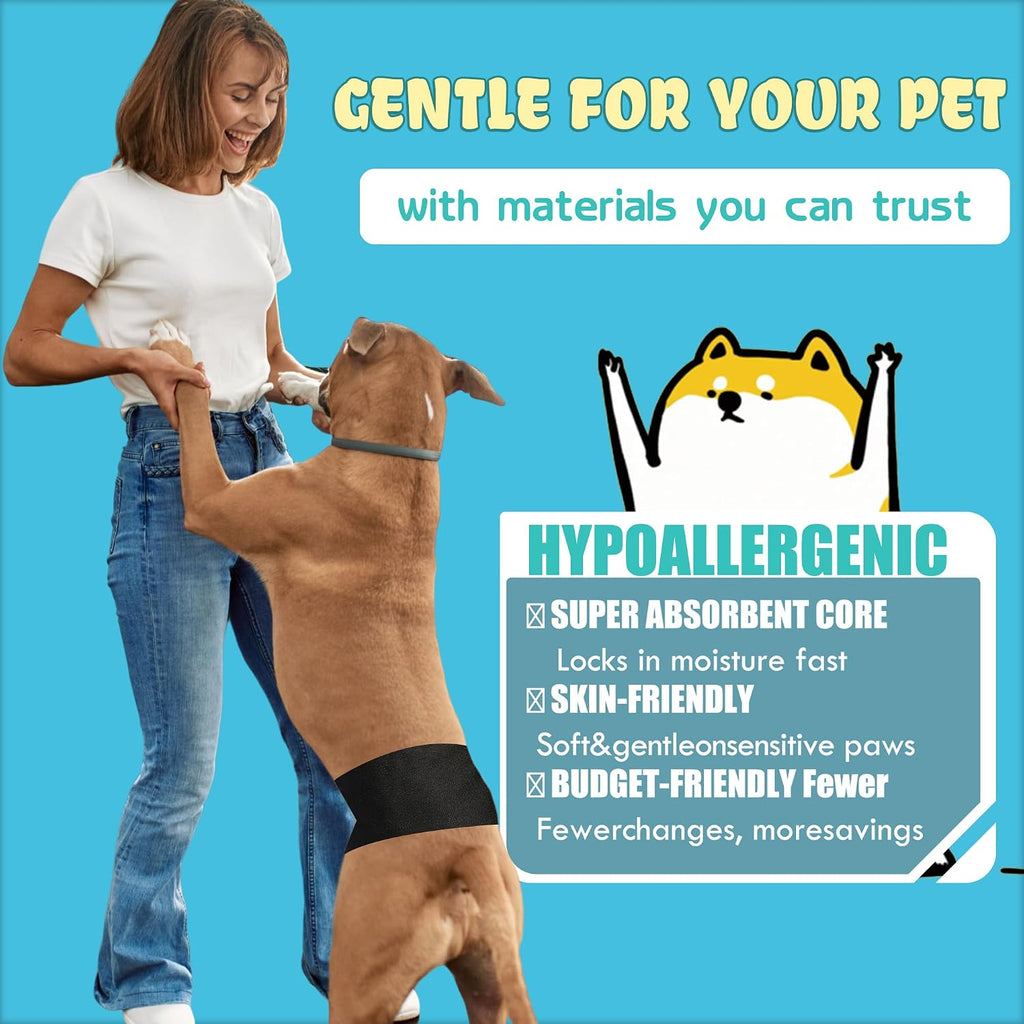 LeapSheep Dog Diaper Liners Pee Pads for Male and Female Dogs, Dog Period Pads, Super Soft Absorbtion Dog Booster Pads Fits Belly Bands, Wraps and Washable Doggy Diapers Female (M, 50)