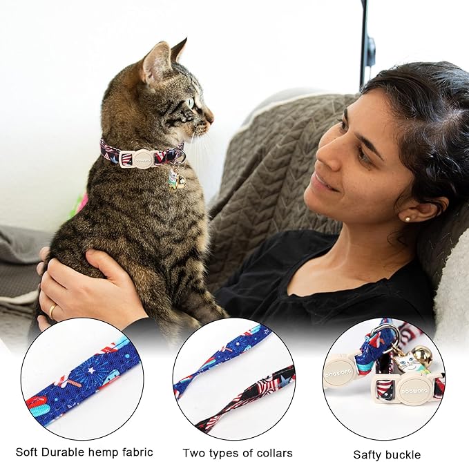 Cat Collar, 2 Pack 4th og July Cat Collars Breakaway - Image 2