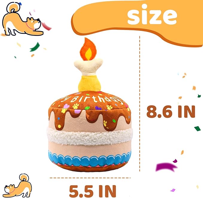Dog Birthday Cake Toy, Interactive Crinkle Chew Toy - Image 6