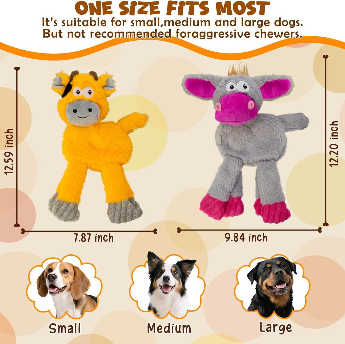 2 Pack No Stuffing Dog Toys,Squeaky Crinkle Stuffless Dog Chew Toys
