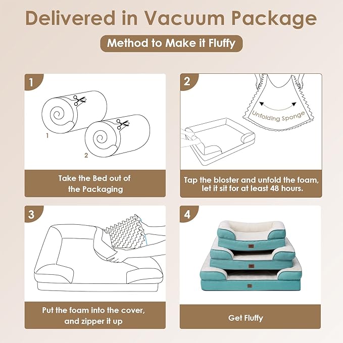 EHEYCIGA Orthopedic Dog Bed, Waterproof Memory Foam, Turquoise Blue - Image 6