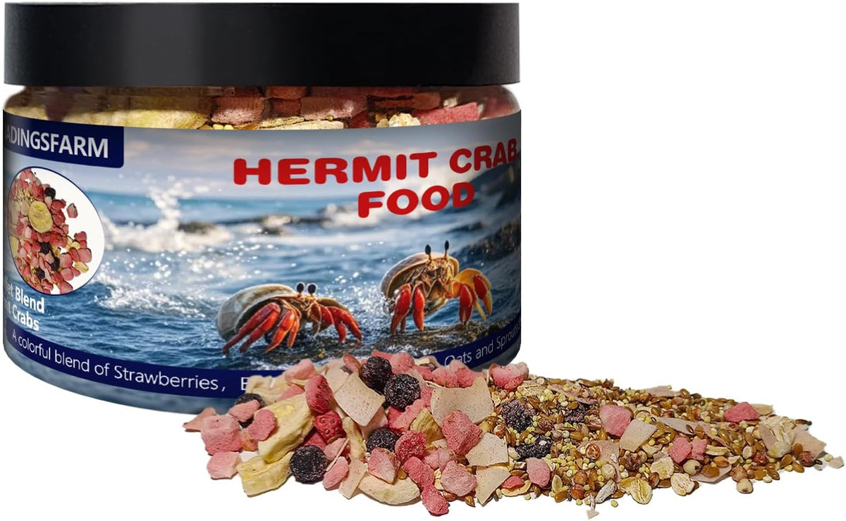 Hermit Crab Food, 4 oz Buffet Blend Mix with Mealworms, Black Soldier Fly Larvae and vegetables, Buffet Blend for Hermit Crab