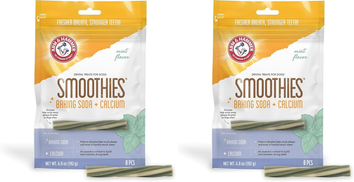 ARM & HAMMER Smoothies Dental Dog Chews, Mint Flavor, Medium, 8 Count (Pack of 2)