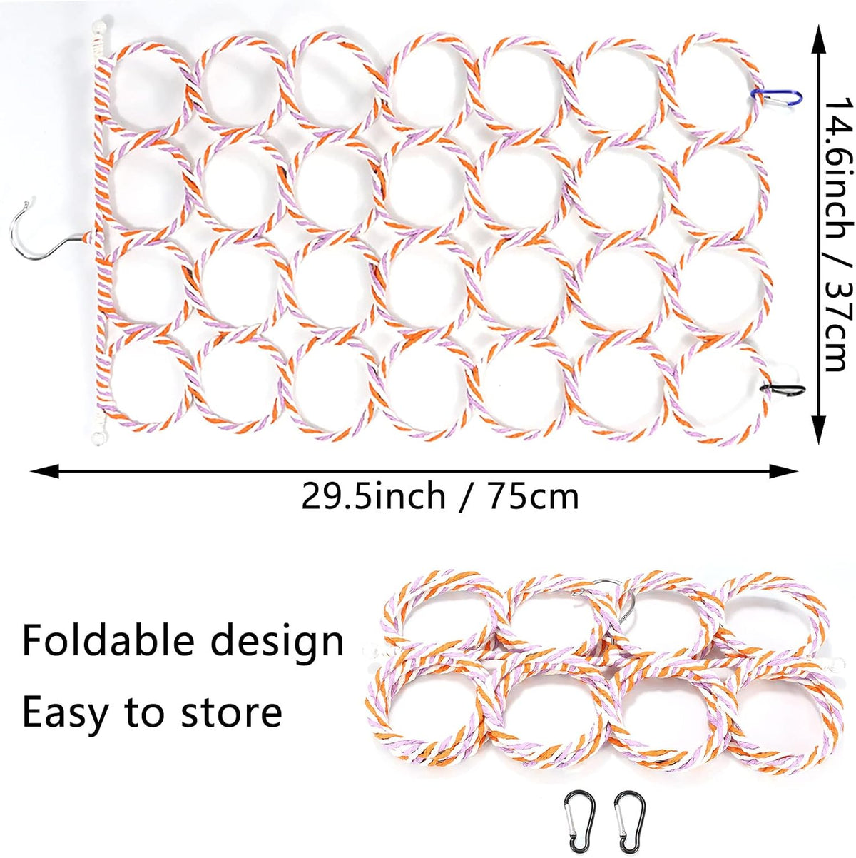 1Pcs Rat Climbing Rope Net Toy for Cage, Bird Hemp Rope Perch Swing, Ladder Ropes Bridge Hanging Hammock & Wooden Rat Climbing Toys, Natural Pet Rats Cage Accessories Climb Ladder