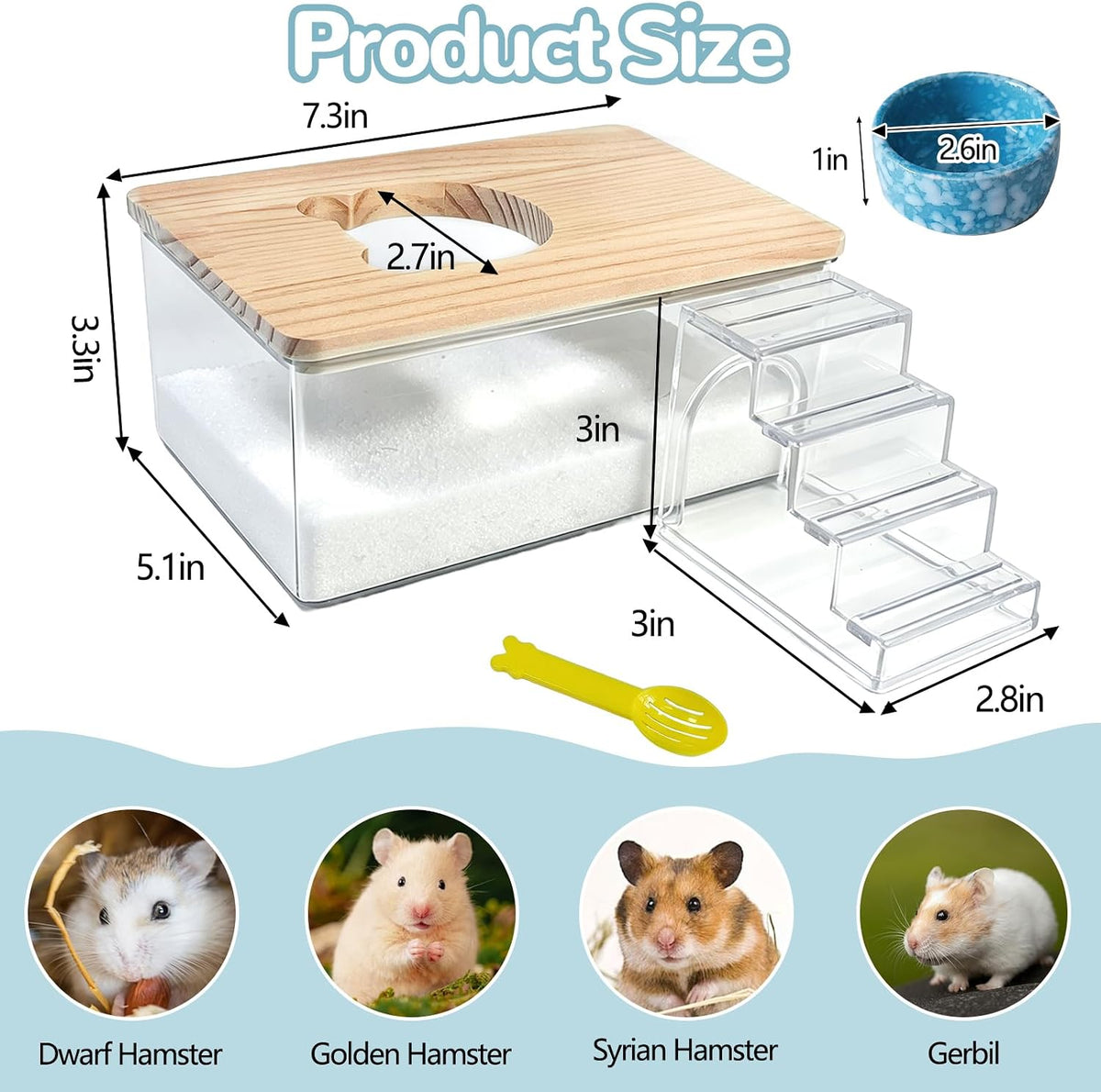 Hamster Sand Bath Box,Transparent Small Animal Bathroom & Digging Container