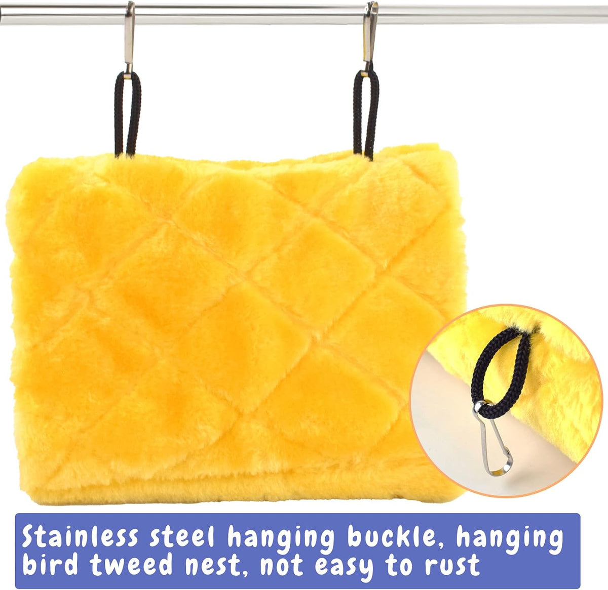 Pet Bird Nest Hammock Hanging Cave Cage Plush Snuggle Happy Hut Tent Bed, Yellow (Medium (9"x 5.31"x 6.3"))