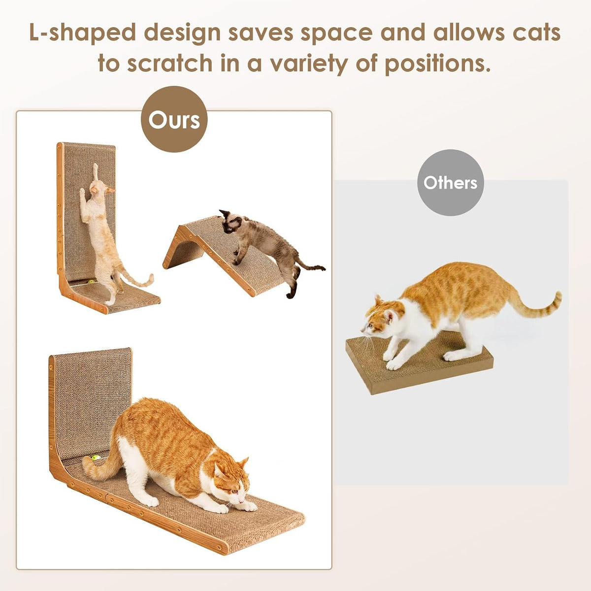 EHEYCIGA Cardboard Cat Scratcher for Indoor Cats, 19 Inch, Brown
