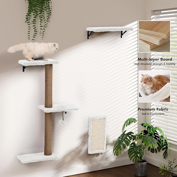 5-in-1 Cat Wall Shelves, Perch & Lounge - Image 2