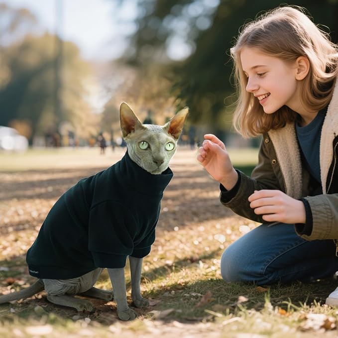 Fleece Sphynx Cat Clothes Soft Hairless Cat Clothes Pullover Cat Sweater - Image 3