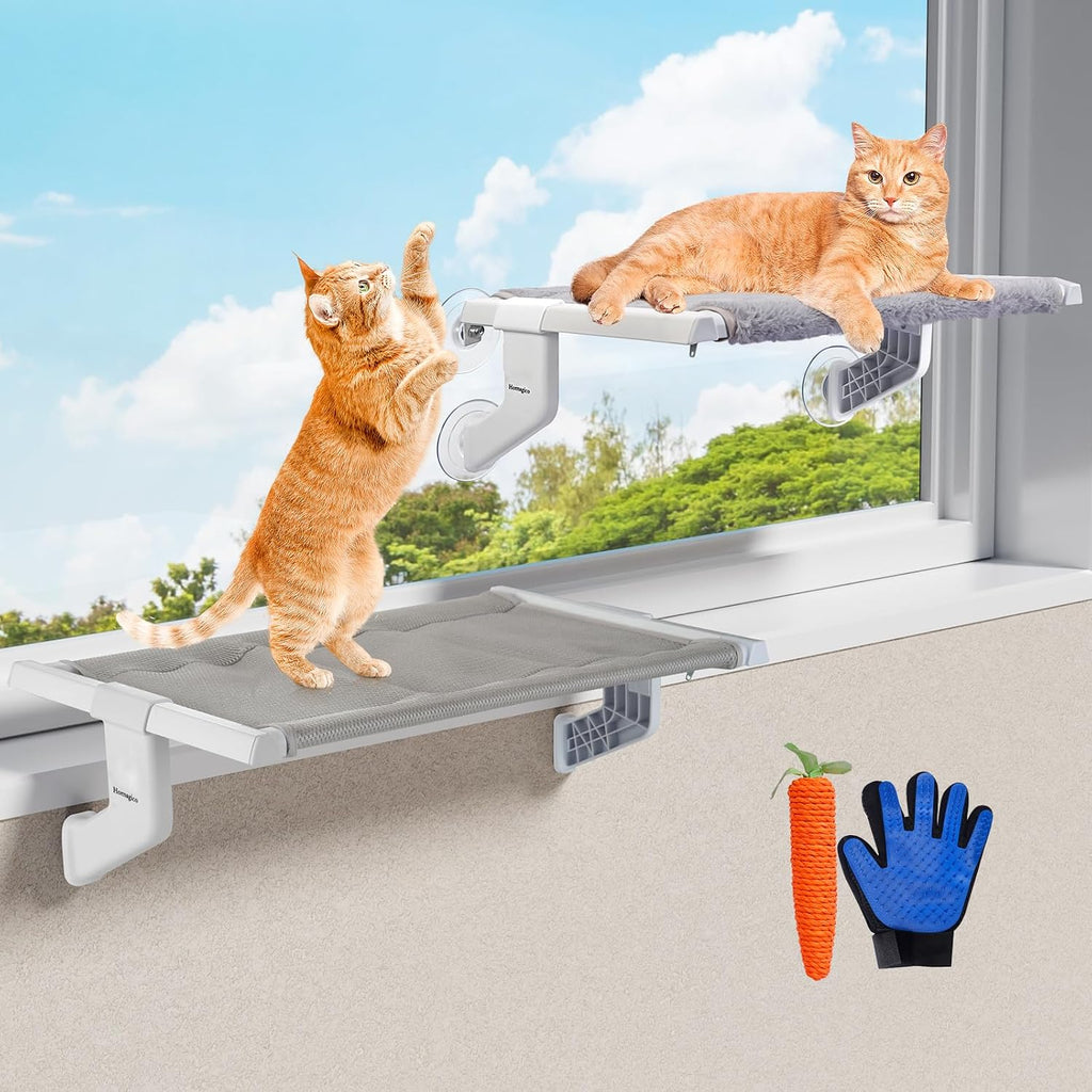2-in-1 Fleece Adjustable Cat Window Perch, 22 x 13-in
