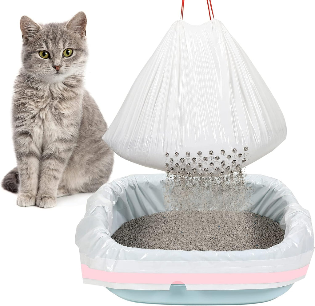Jutom 28 Count Sifting Litter Box Liners, Cat Box Liners with Holes