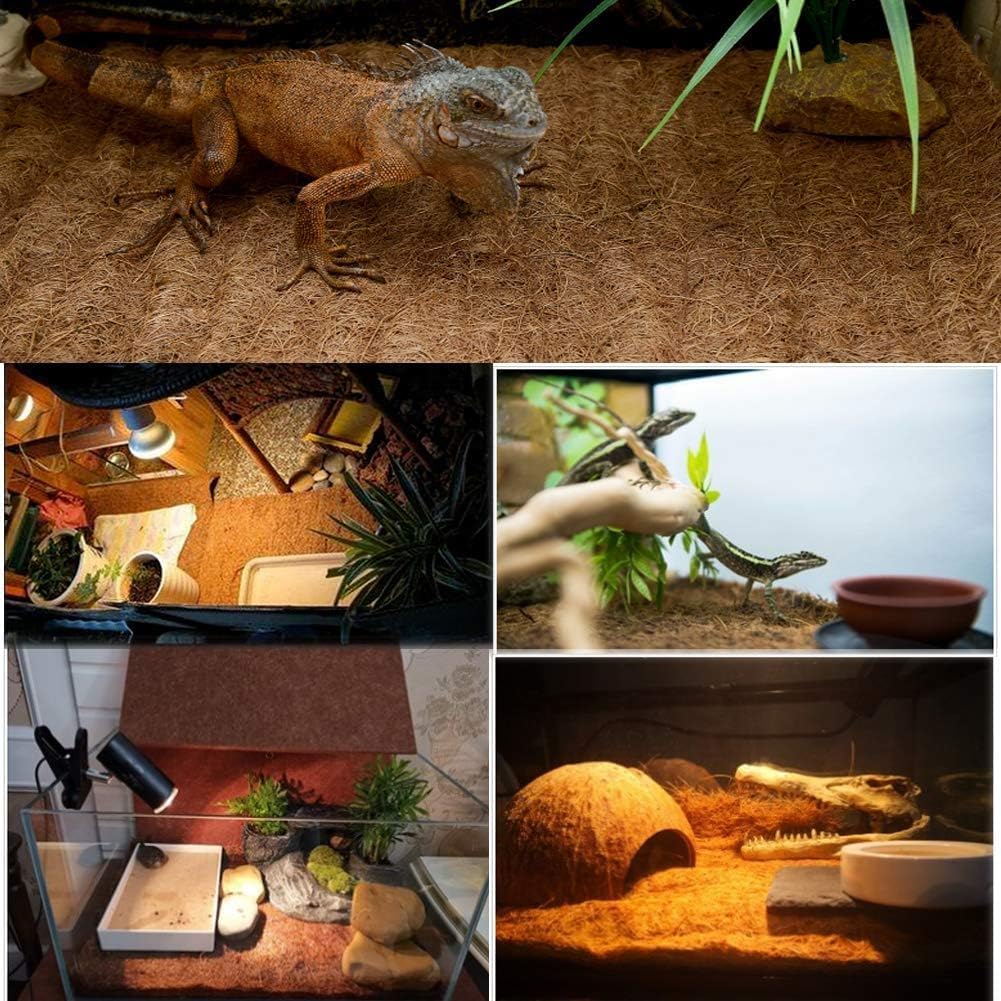 Hamiledyi Reptile Carpet Natural Coconut Fiber Tortoise Carpet Mats 4 Pcs