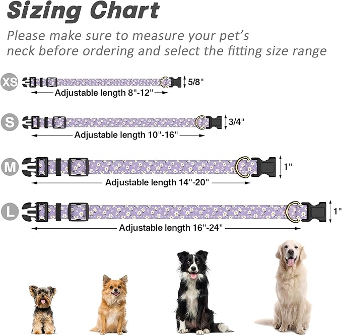 Reflective Dog Collar for Small Dogs, Cute Flower Theme Adjustable Heavy-Duty - Image 7