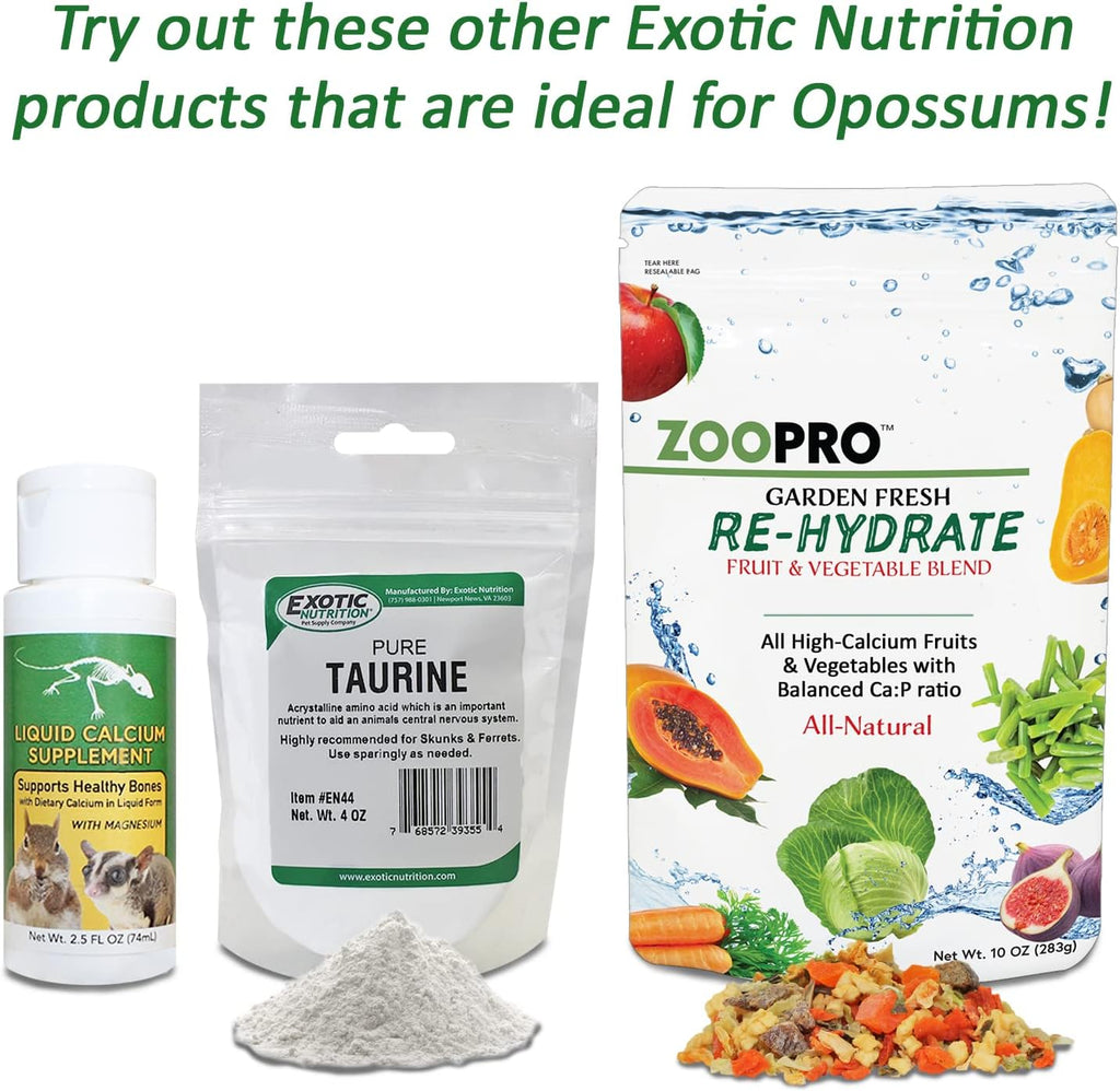 Exotic Nutrition Opossum Complete - Nutritionally Complete Healthy Pellet Diet - Food for Short-Tailed & Virginia Opossums (1 lb.)
