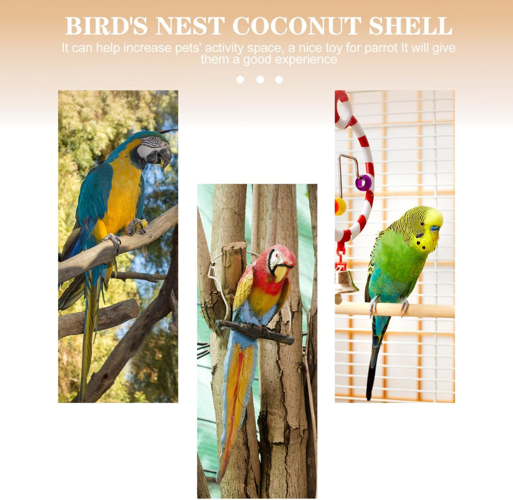 balacoo Coconut Shell Bird Nest Hanging Bird House Natural Cage Accessory for Parrot Finch Canary Roosting Sleeping and Breeding Decorative Aviary Hanging Nest 2 Pack