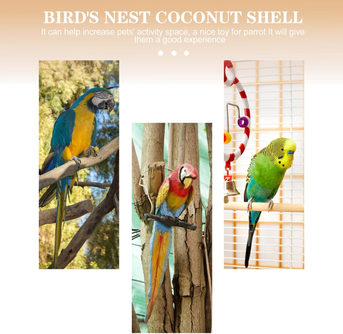 balacoo Coconut Shell Bird Nest Hanging Bird House Natural Cage Accessory for Parrot Finch Canary Roosting Sleeping and Breeding Decorative Aviary Hanging Nest 2 Pack