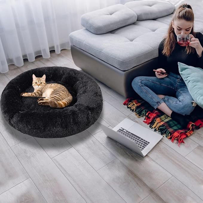 Dog Bed for Small Medium Large Dogs, 24 inch Calming Dogs Bed, Washable-Round - Image 7