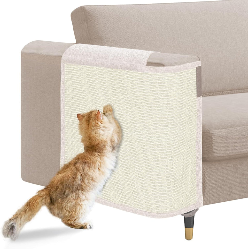 Cat Scratch Sofa Protector,Cat Scratching Couch Protector with 19.7''L*23.6''W Natural Sisal Scratching Mat for Protecting Couch Sofa Chair (Dark Grey/Left Hand)