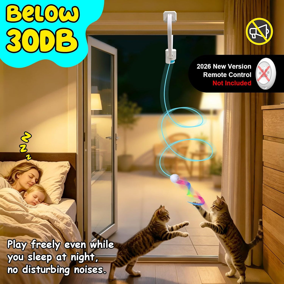Automatic Interactive Cat Toy for Indoor Cats, Doorway Cat Kittens Toys