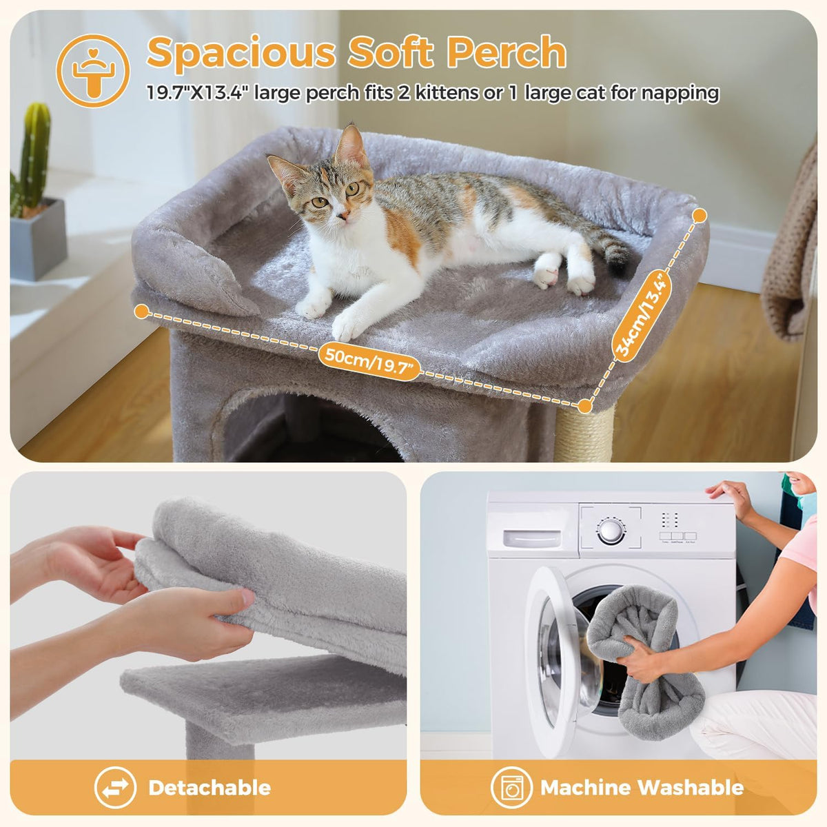 PAWZ Road 26" Cat Tree for Indoor Cats, Small Tower with 19X13”Bed