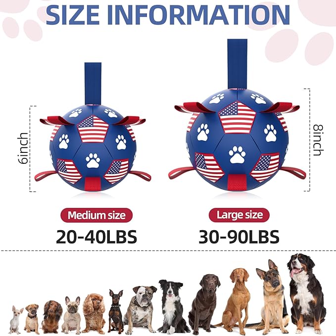 QDAN Dog Toys Soccer Ball with Straps, Durable Balls - Image 6