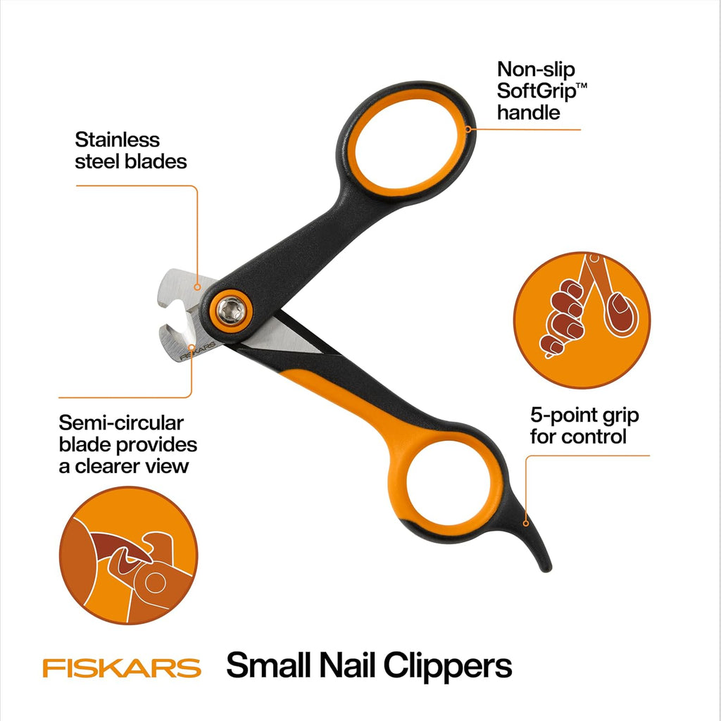 Fiskars Pet Small Nail Clippers, Cat and Dog Trimmers for Grooming, 4.25"