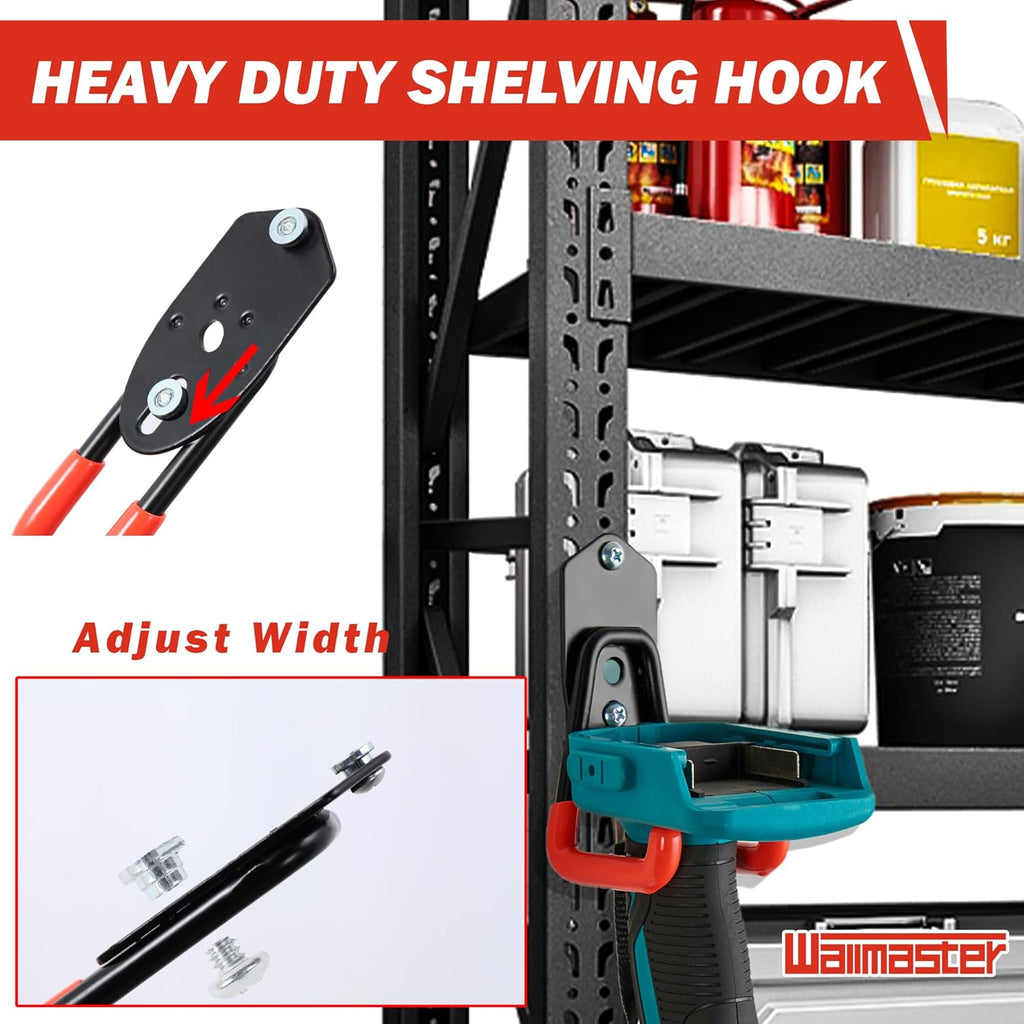 Wallmaster Garage Hooks Organizer Kit, 12 Pack Adjustable Shelving Hooks