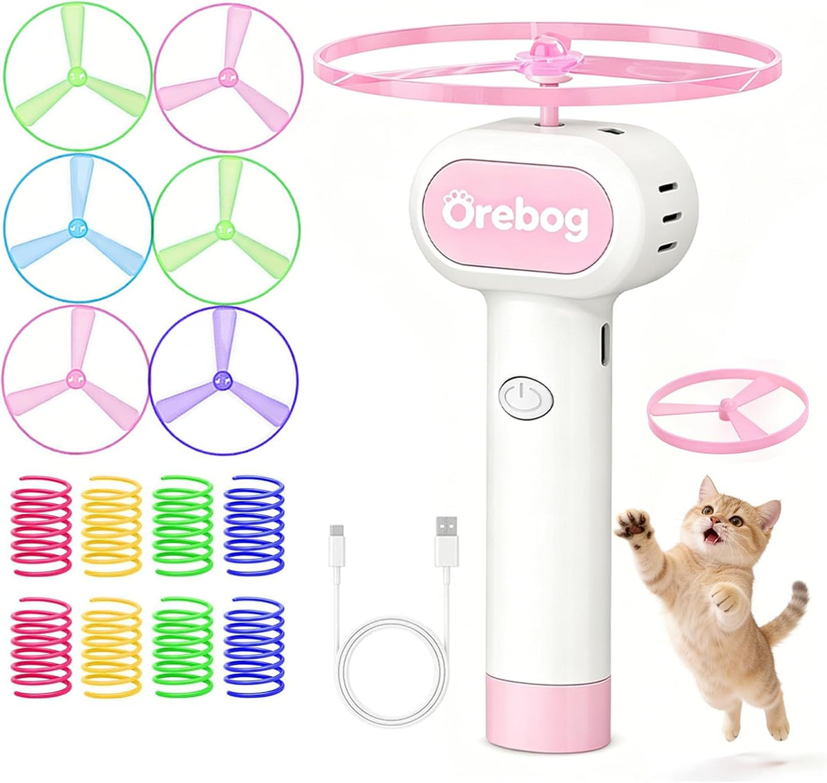Cat Toy Disc Launcher,Rechargeable Interactive Cat Fetch Toy with 10 Discs