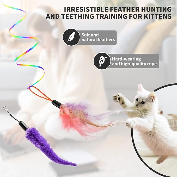 Interactive Cat Toys for Indoor Cats, Automatic Hanging Door Feather Toy Mouse - Image 3