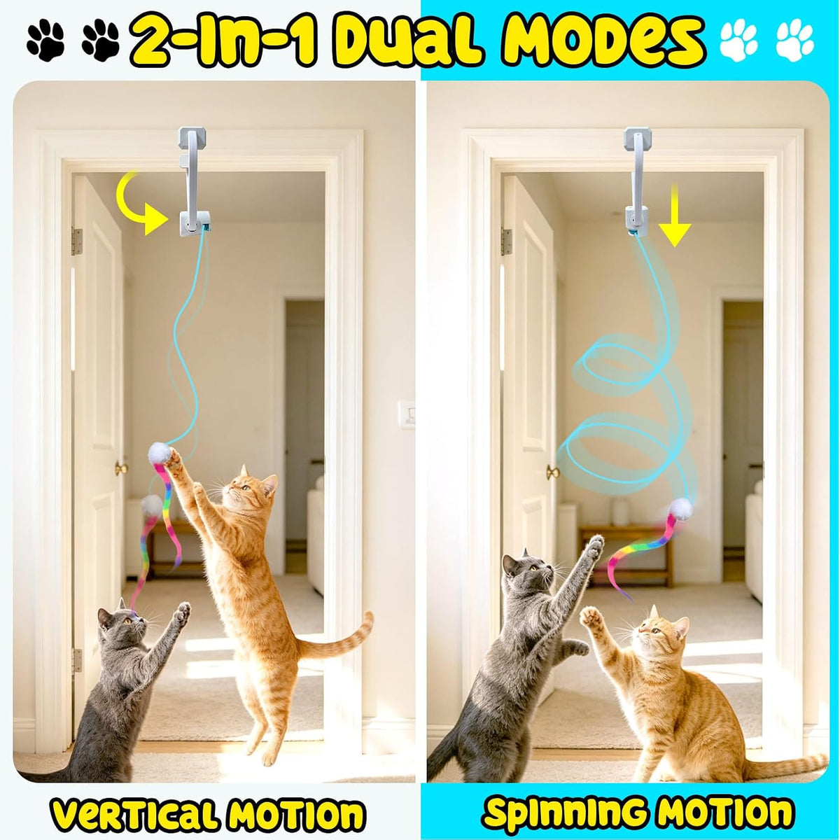 Automatic Interactive Cat Toy for Indoor Cats, Doorway Cat Kittens Toys