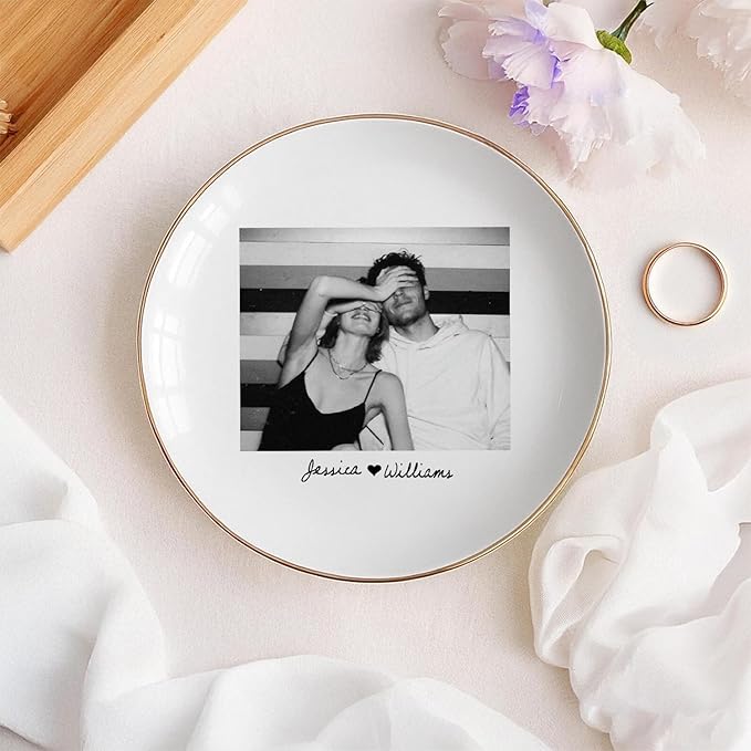 Custom Photo Ring Dish, Personalized Couple Portrait Picture Trinket Tray - Image 6