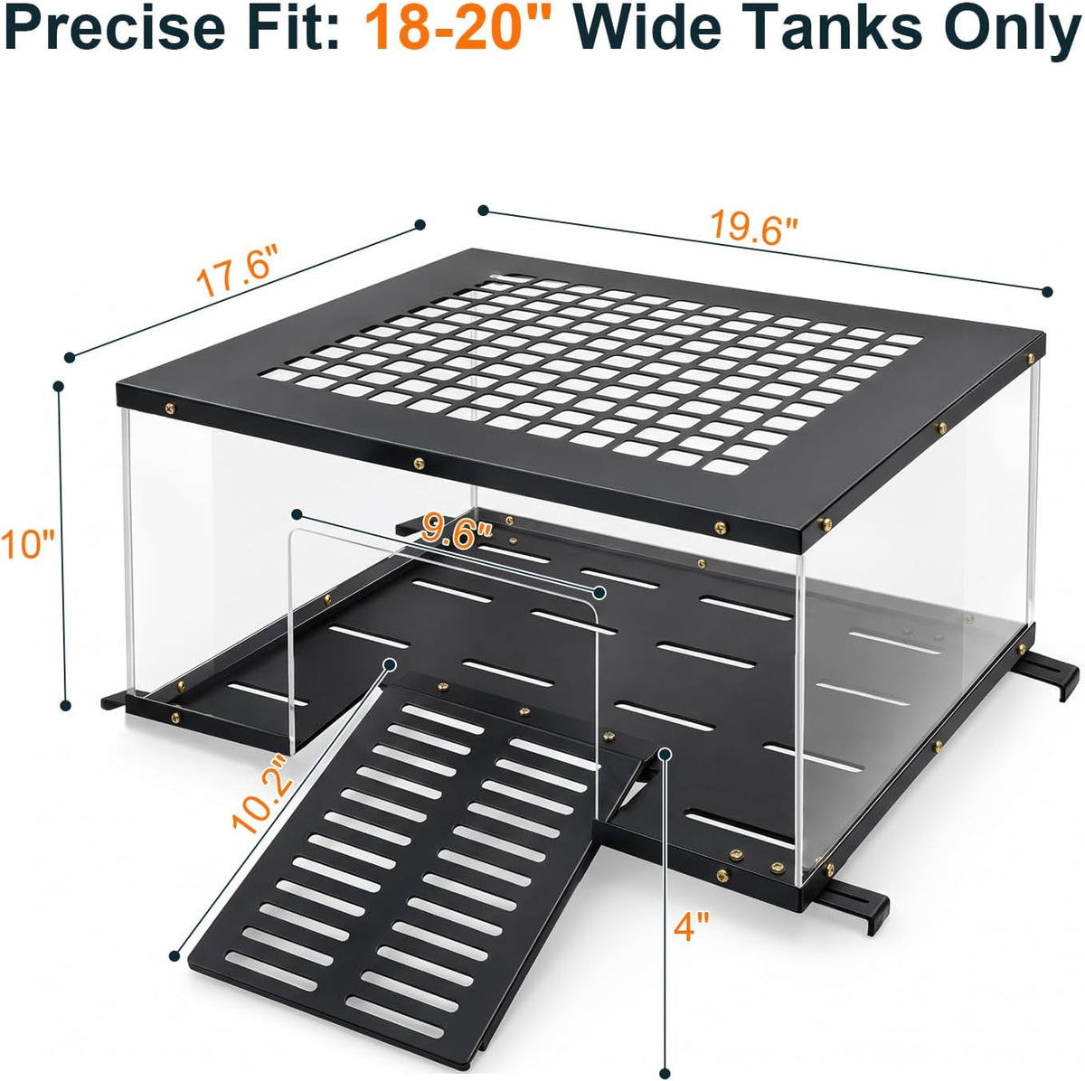 Turtle Basking Platform Fits 18‑20 Inch Wide Aquariums 304 Stainless Steel Non‑Slip Ramp Terrace, Aquascape‑Ready Reptile Basking Dock for Aquatic Turtles