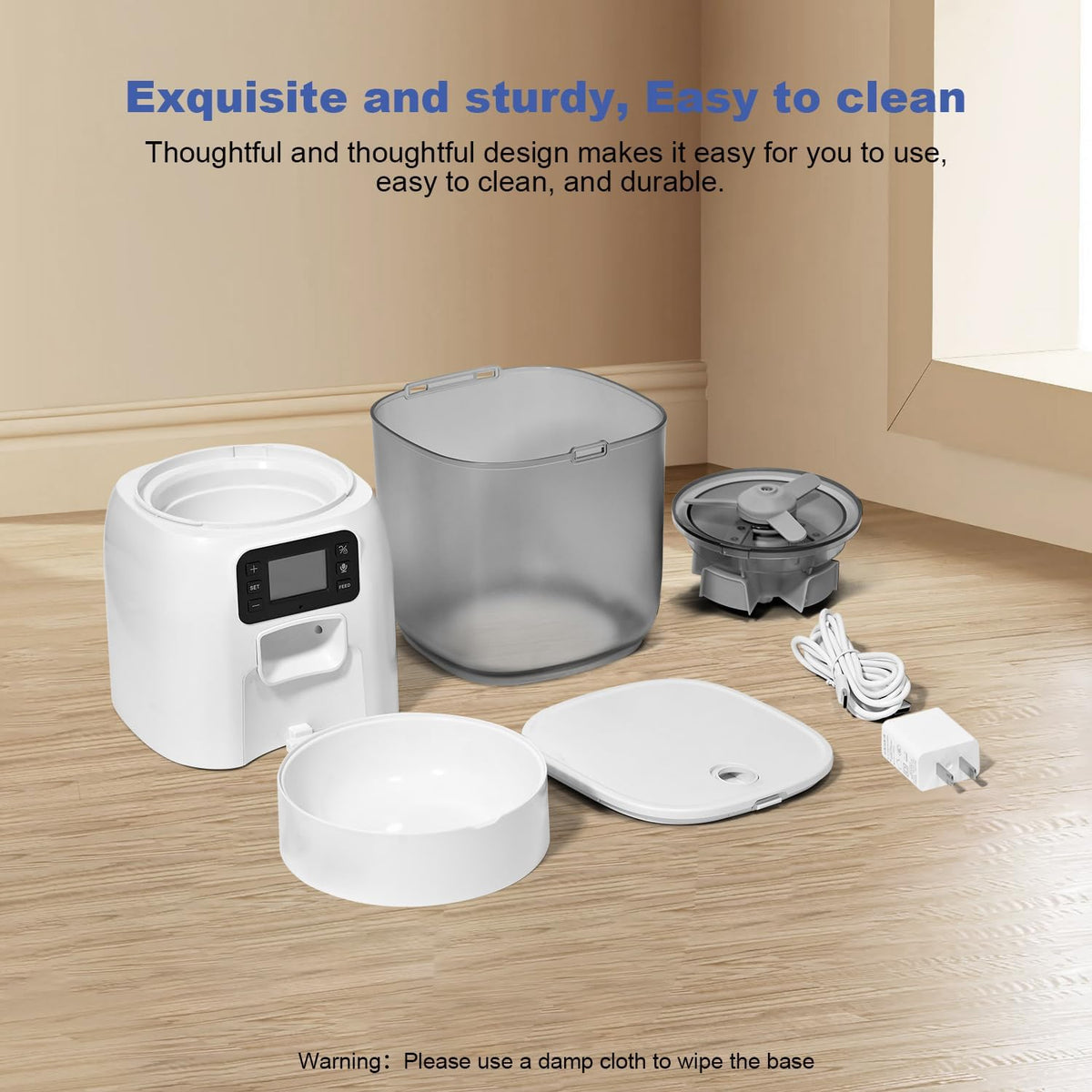 ANDOLL HOME Automatic Cat Feeder, Timed Cat＆Dog Dry Food Dispenser